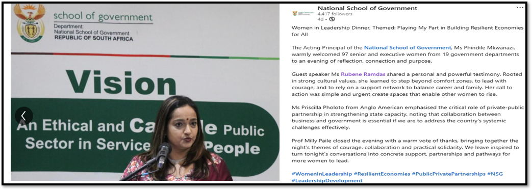 Women in Leadership Dinner — National School of Government